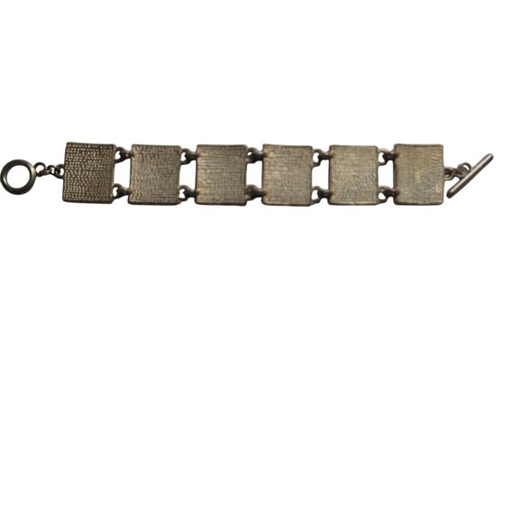 Geometric Black white Enamel Bracelet Silver-Tone Links Toggle Clasp yin yang - Picture 2 of 3